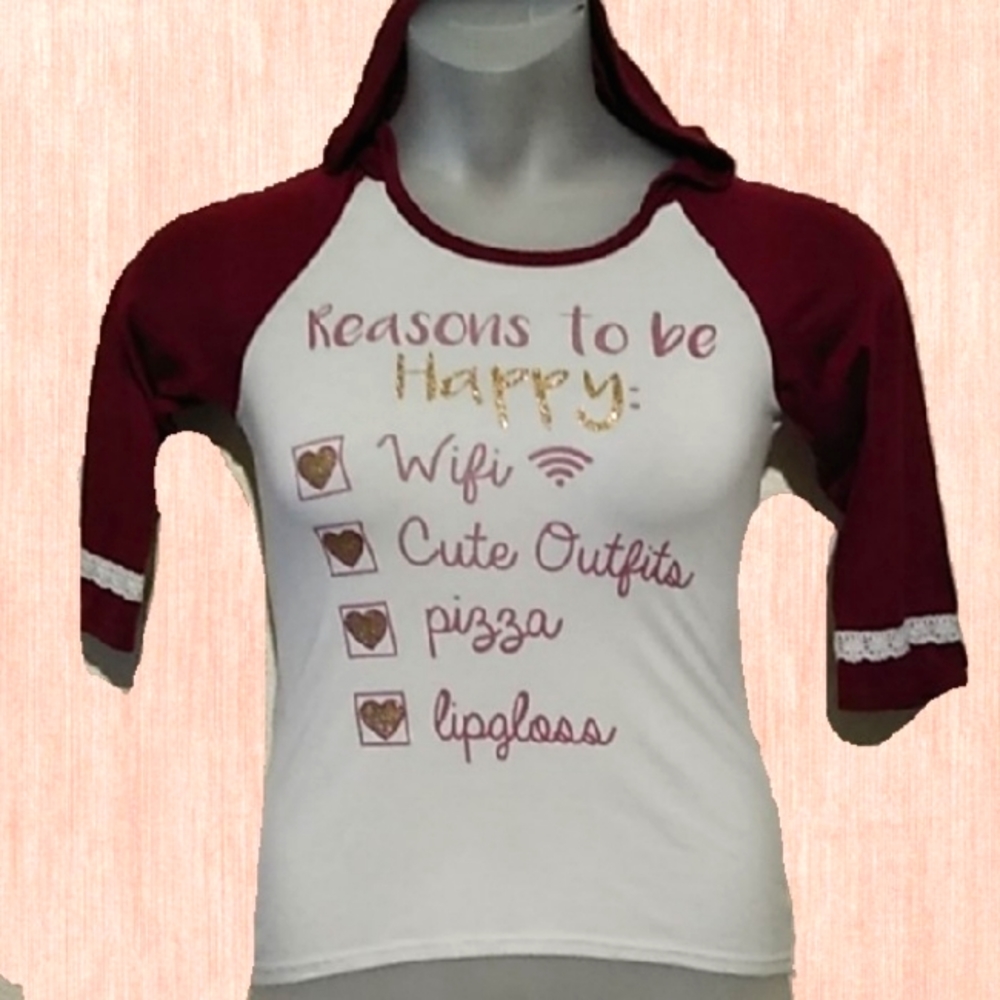Lily Bleu Maroon and White Girls Top size M